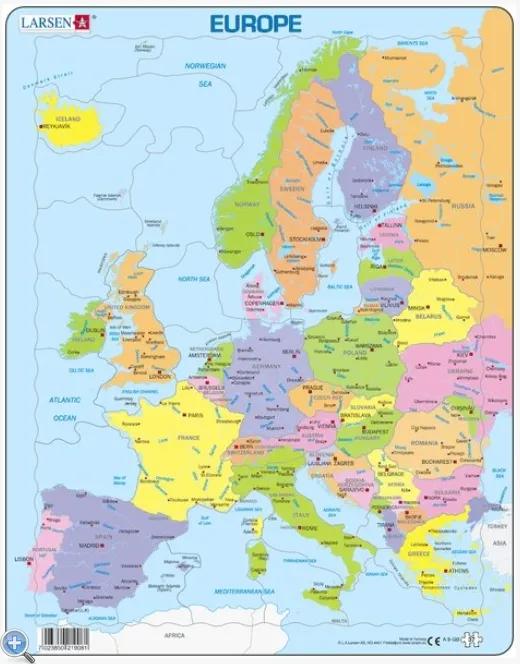 Puzzle Cadre - Carte de l'Europe (en Anglais)