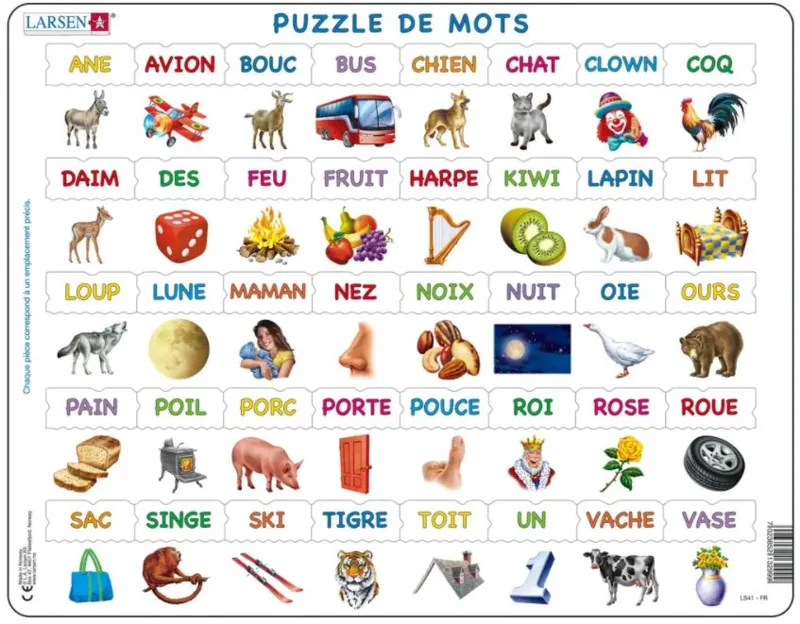 Puzzle Cadre - Apprendre à Lire - Des Mots Simples à Partir de 23 Lettres Minuscules (français)
