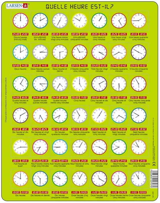 Puzzle Cadre - Apprendre l'Heure (en Français)