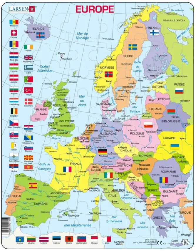 Puzzle Cadre - Carte de l'Europe (en Français)