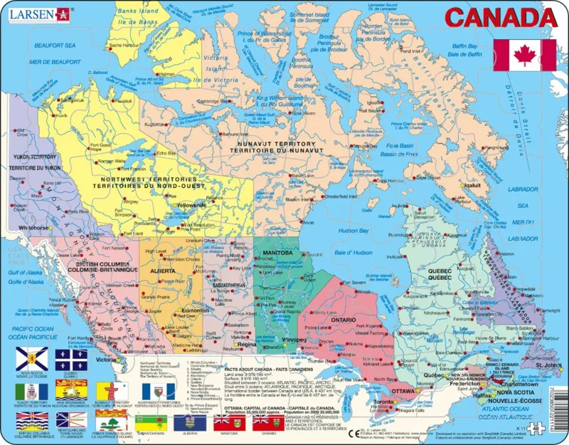 Puzzle Cadre - Carte du Canada (en Français et Anglais)