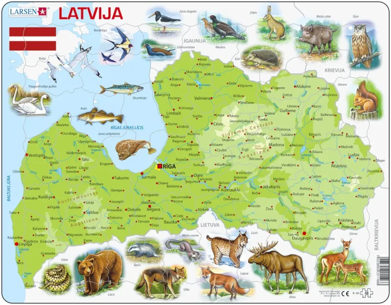 Frame Puzzle - Physical Map of Latvia