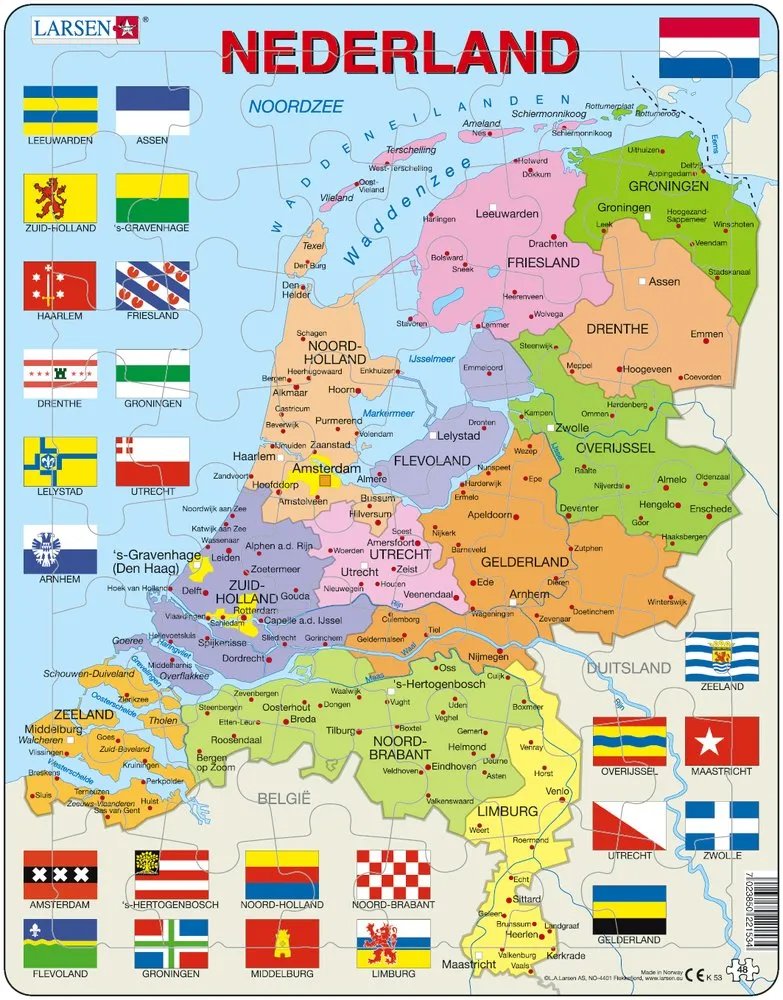 Puzzle Cadre - Carte des Pays-Bas (en Hollandais)