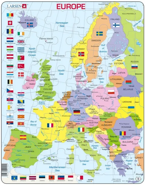 Puzzle Cadre - Carte de l'Europe (en Anglais)