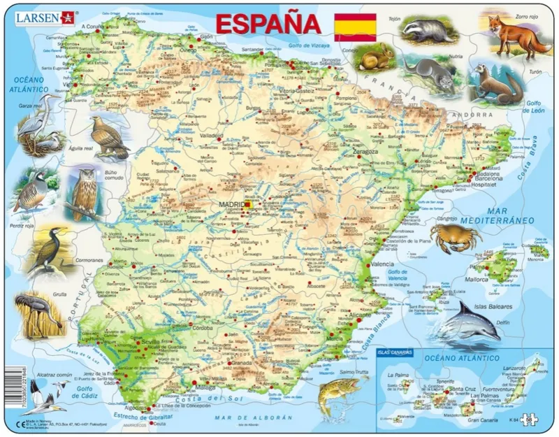 Puzzle Cadre - Carte de l'Espagne (en Espagnol)