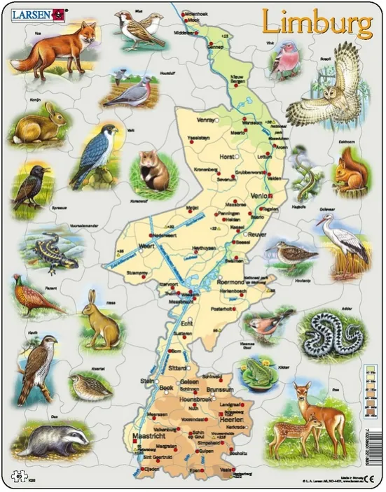 Puzzle Cadre - Carte de Limburg et ses Animaux (en Allemand)