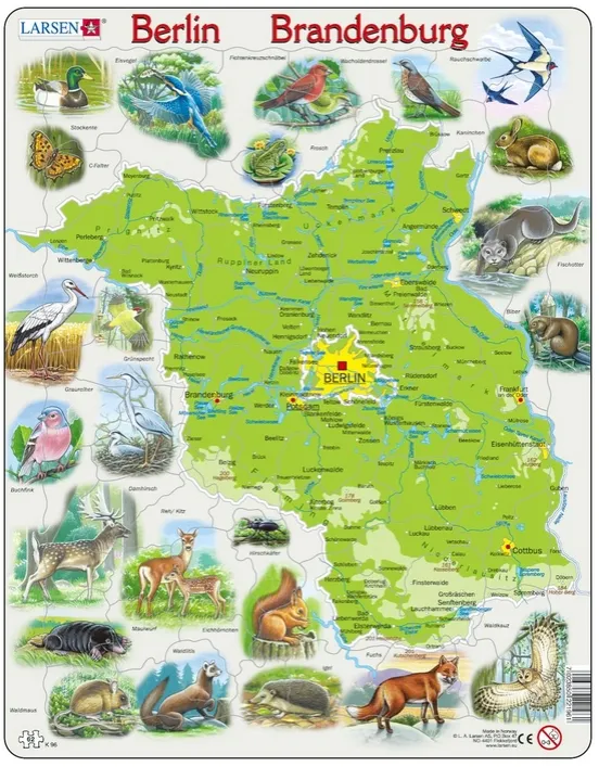 Puzzle Cadre - Bundesland : Brandenburg et Berlin avec ses Animaux (en Allemand)