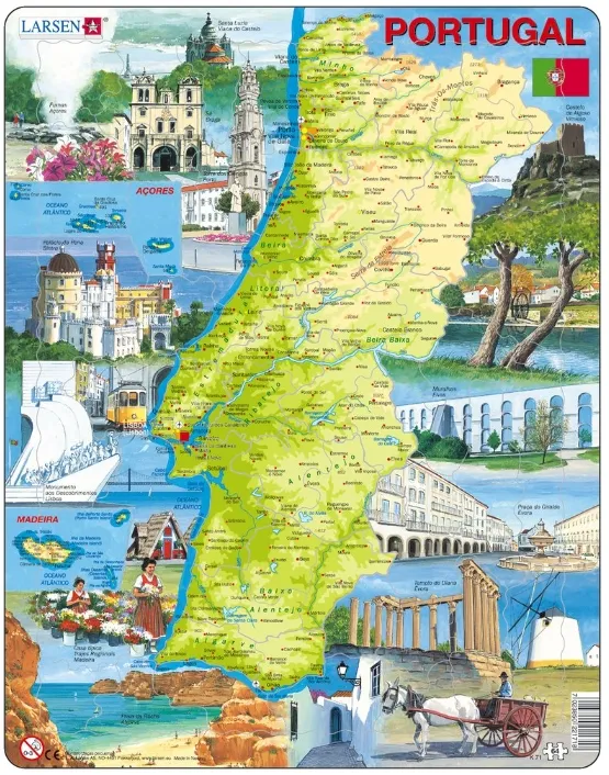 Puzzle Cadre - Carte du Portugal (en Portugais)