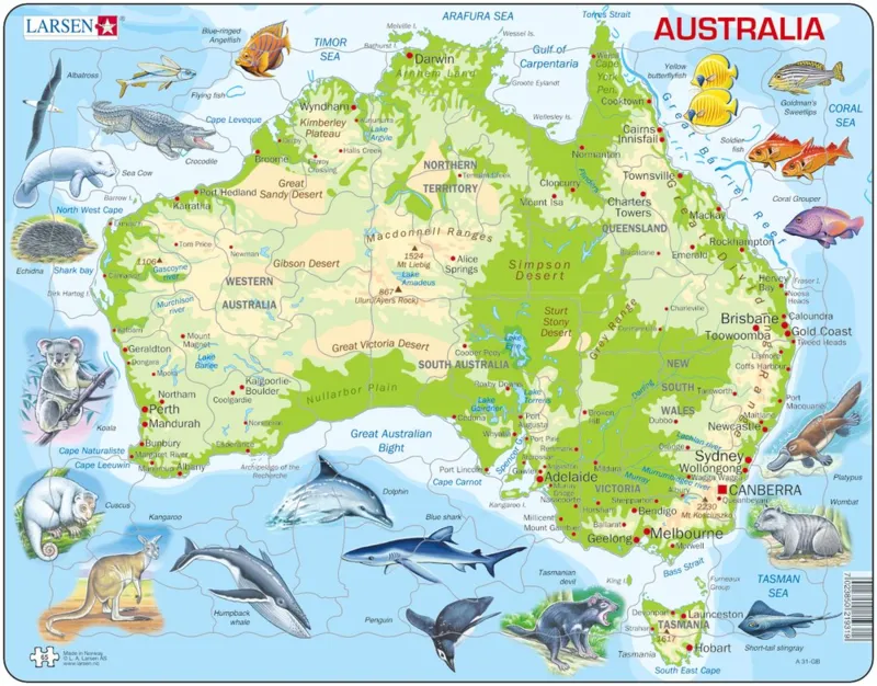 Puzzle Cadre - Carte de l'Australie (en Allemand)
