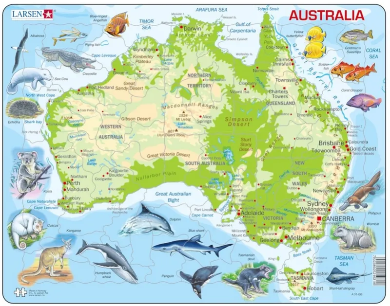 Puzzle Cadre - Carte de l'Australie (en Anglais)
