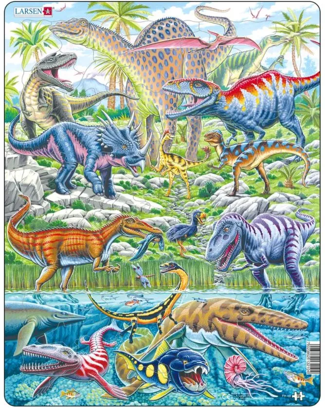 Puzzle Cadre - Dinosaures qui Volent, Courent et Plongent