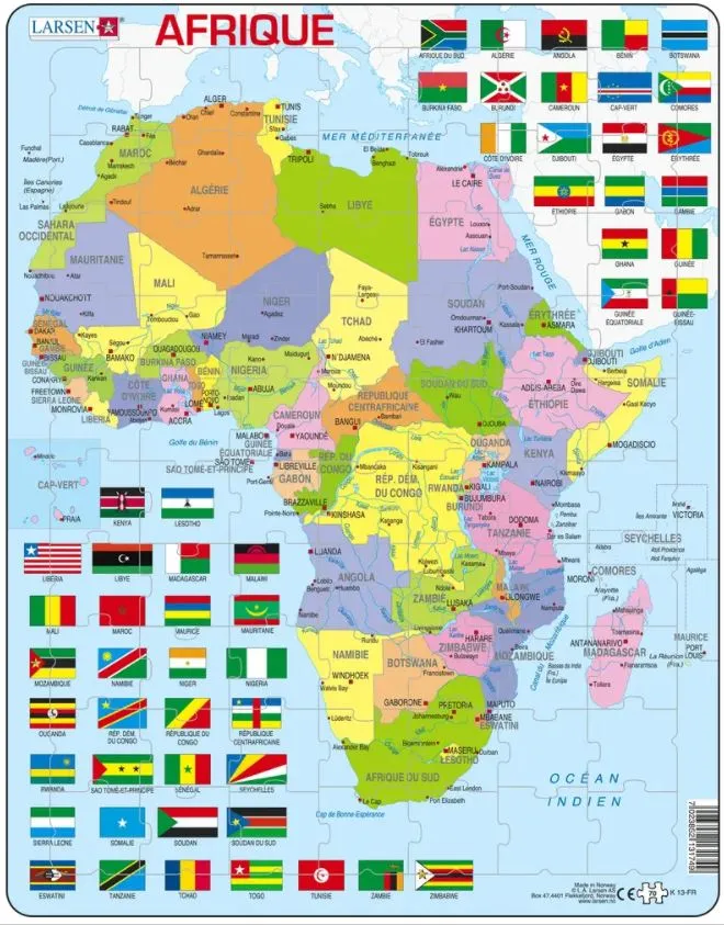 Puzzle Cadre - Carte Politique de l'Afrique (Français)