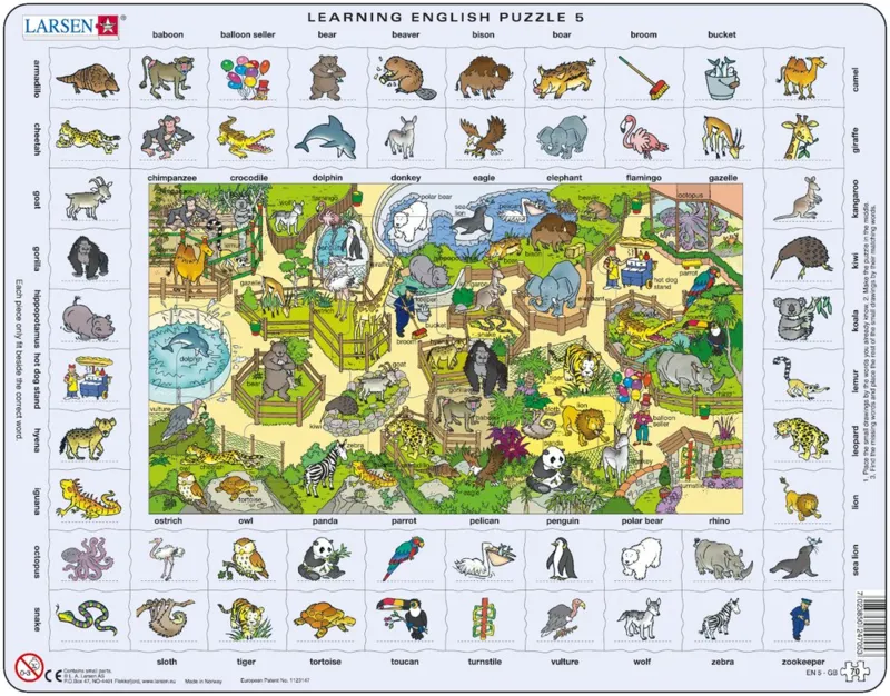 Puzzle Cadre - Apprendre l'Anglais 5 : Les Animaux (en Anglais)