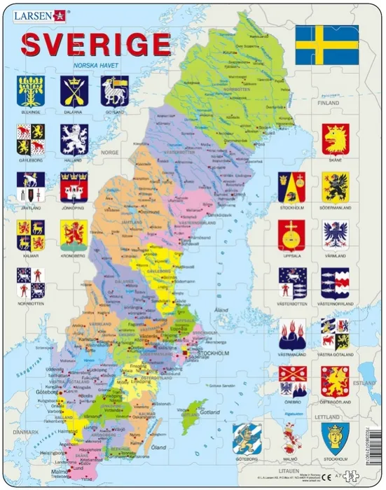 Puzzle Cadre - Carte de la Suède (en Suédois)