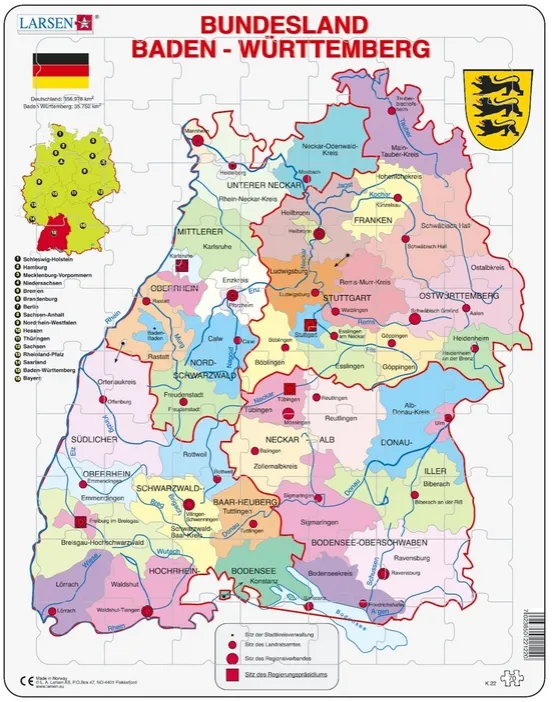 Puzzle Cadre - Bundesland : Baden Württemberg (en Allemand)