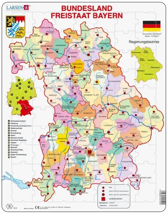 Puzzle Cadre - Bundesland : Freistaat Bayern (en Allemand)
