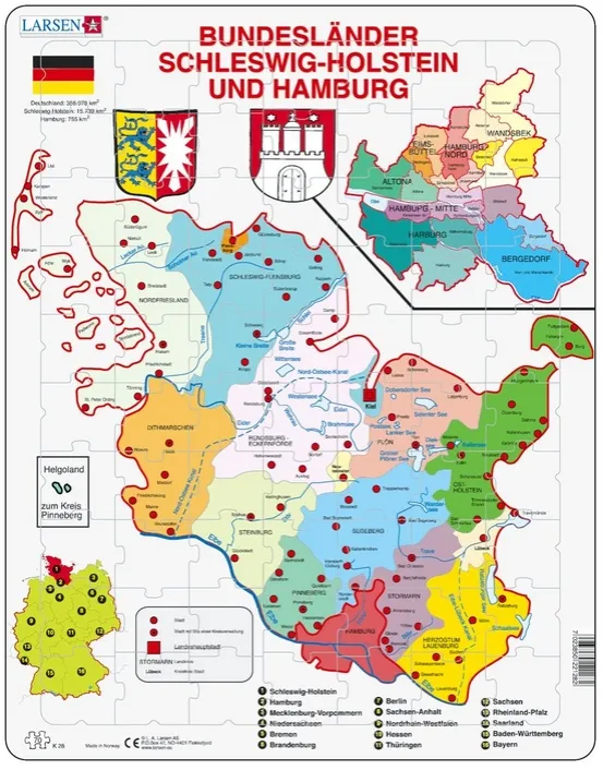 Puzzle Cadre - Bundesland : Hamburg and Schleswig-Holstein (en Allemand)