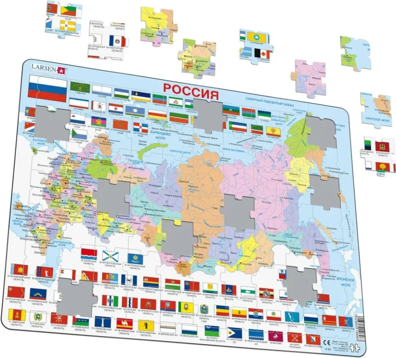 Puzzle Cadre - Carte de la Russie (en Russe)