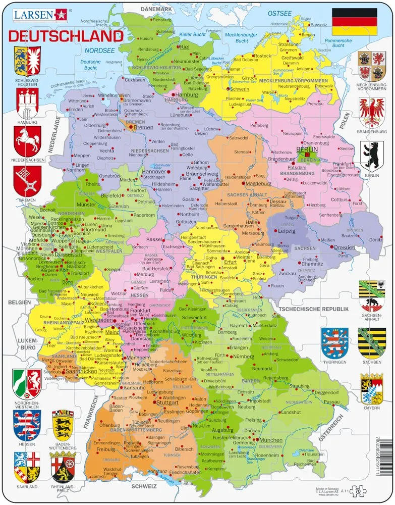 Puzzle Cadre - Carte de l'Allemagne (en Allemand)