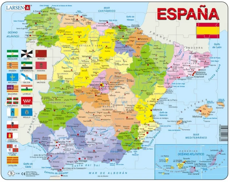 Puzzle Cadre - Carte de l'Espagne (en Espagnol)