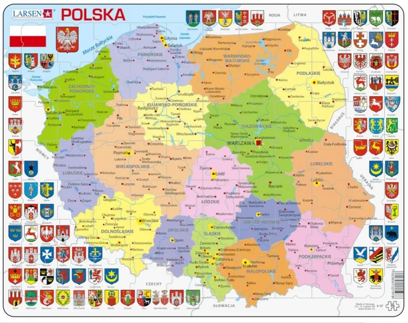 Puzzle Cadre - Carte de la Pologne (en Polonais)