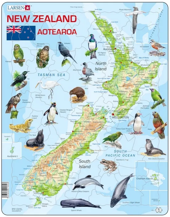 Puzzle Cadre - La Nouvelle Zélande et ses Animaux (en Anglais)
