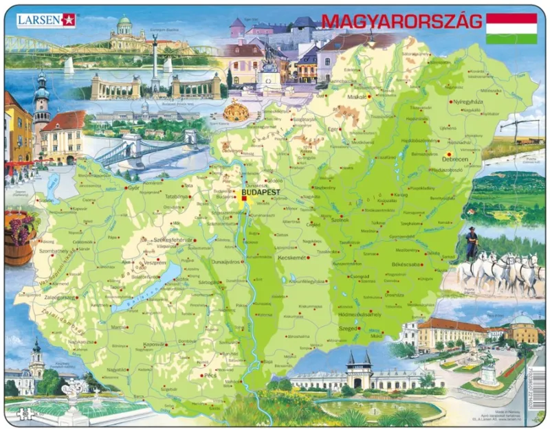 Puzzle Cadre - Carte de la Hongrie (en Hongrois)