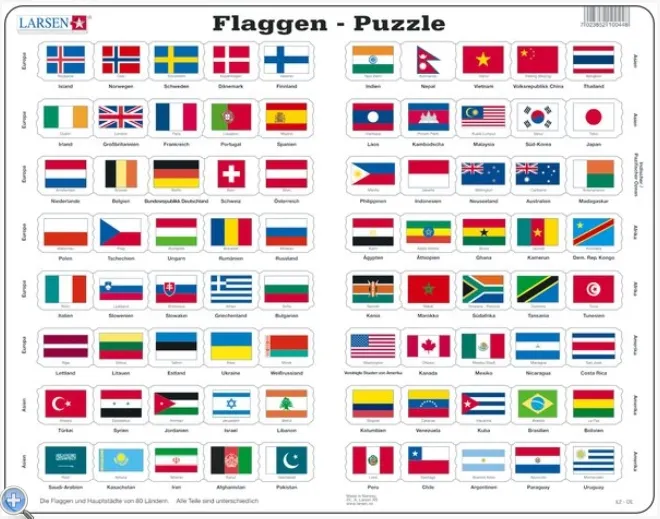 Puzzle Cadre - Drapeaux du Monde (en Allemand)