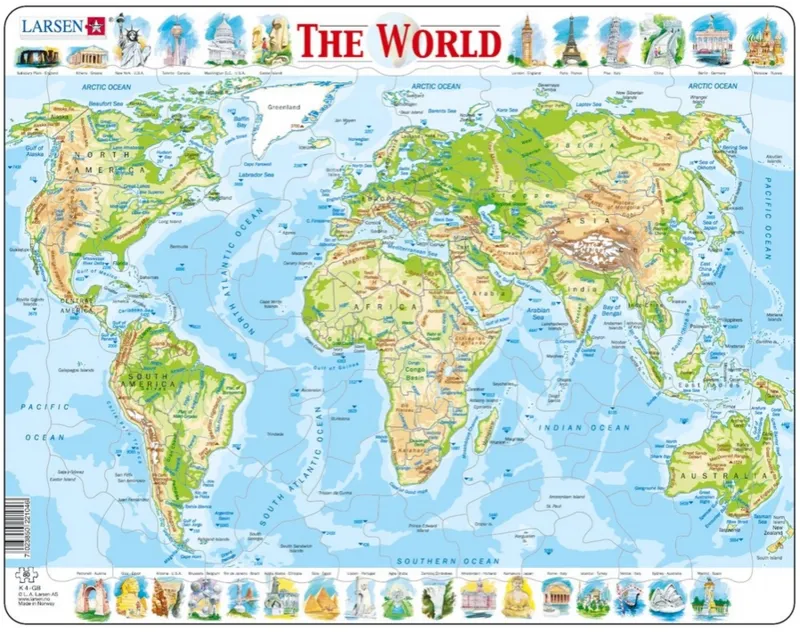 Puzzle Cadre - Carte du Monde (en Anglais)