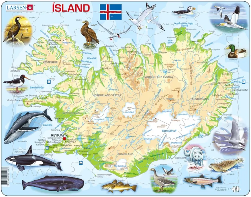 Puzzle Cadre - Carte de l'Islande (en Islandais)