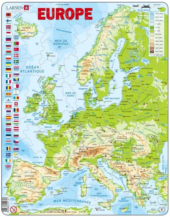 Puzzle Cadre - Carte de l'Europe (en Français)