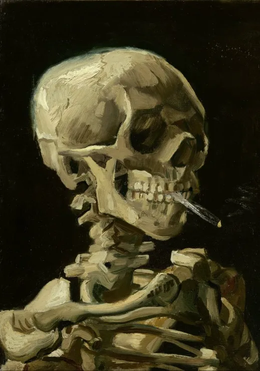 Vincent Van Gogh - Crâne de squelette fumant une cigarette, 1885