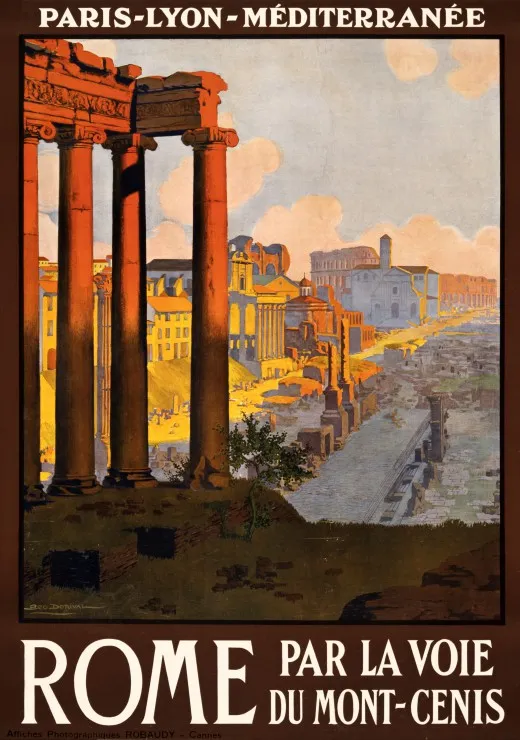 Affiche des Chemins de Fer - Rome par la voie du Mont-Cenis, 1920