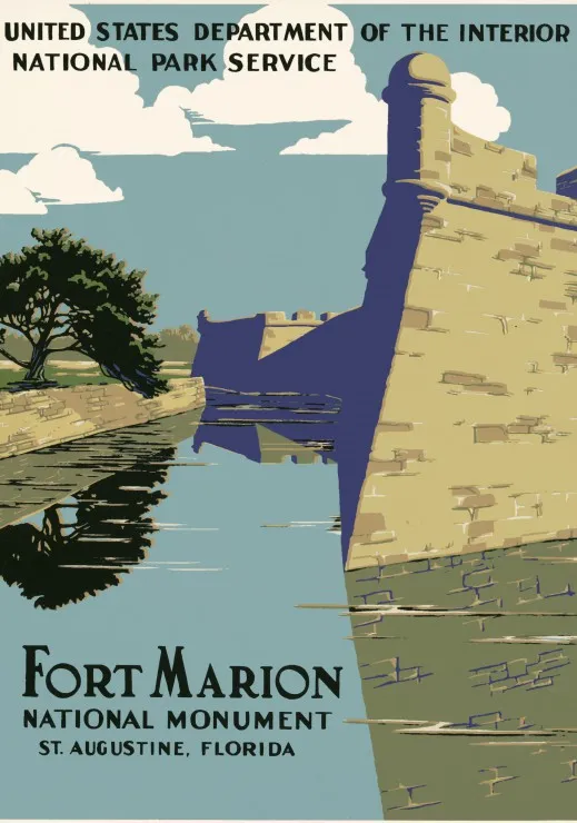 Affiche pour le Monument National de Fort Marion, 1938