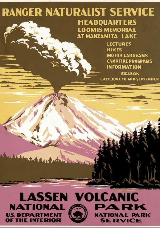 Affiche pour Le Parc National Volcanique de Lassen, USA, 1938
