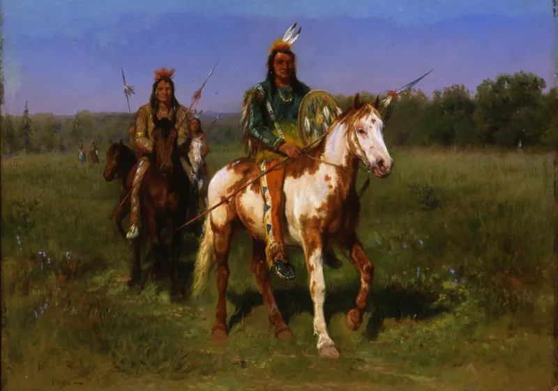 Rosa Bonheur : Indiens à cheval armés de lances, 1890