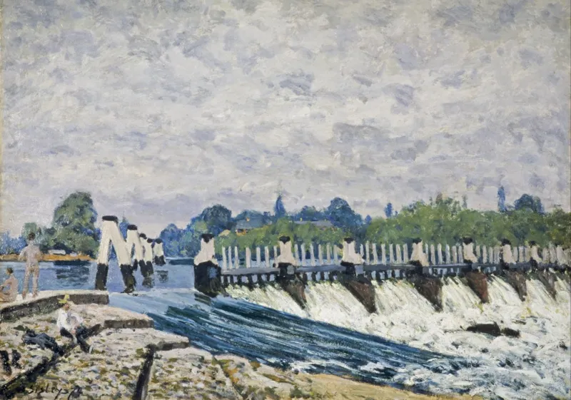 Alfred Sisley : Le  Déversoir de Molesey le Matin, 1874