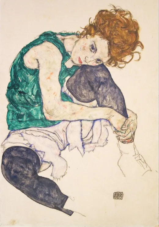 Egon Schiele : Femme Assise à la Jambe Repliée, 1917