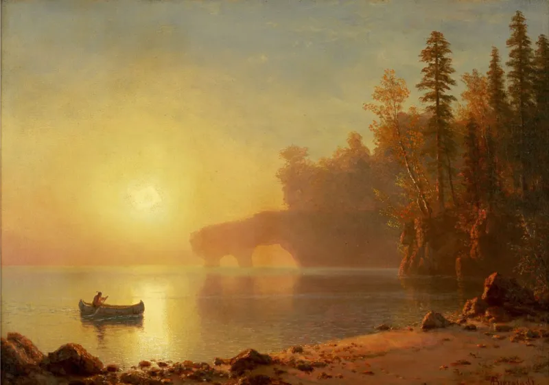 Albert Bierstadt : Canoë Indien, 1886
