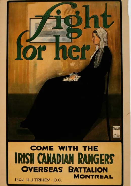 Fight for Her, World War I recruitment poster from Canada