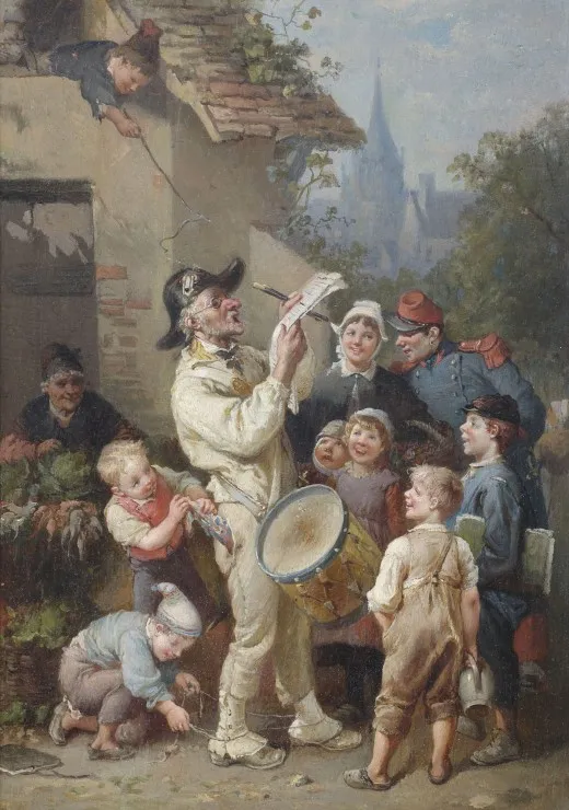 François-Louis Lanfant de Metz : Un Crieur Public taquiné par des Enfants, 1892