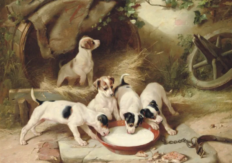 Walter Hunt : Puppies' Breakfast, 1885