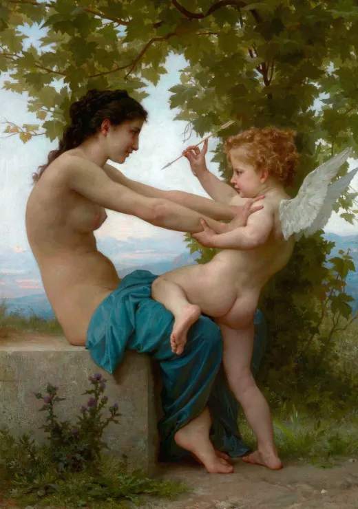 William Bouguereau : Jeune fille se défendant contre Éros, 1880