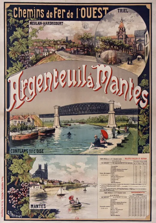 Affiche Chemins de Fer : Argenteuil-Mantes, 1893