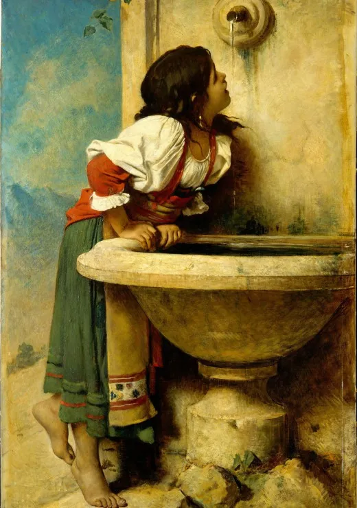 Léon Bonnat : Fille Romaine à la Fontaine, 1875
