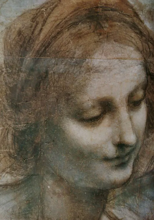 Léonard de Vinci : La Vierge, l'Enfant Jésus avec Sainte Anne et Saint Jean Baptiste (détail)