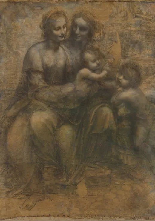 Léonard de Vinci : La Vierge, l'Enfant Jésus avec Sainte Anne et Saint Jean Baptiste
