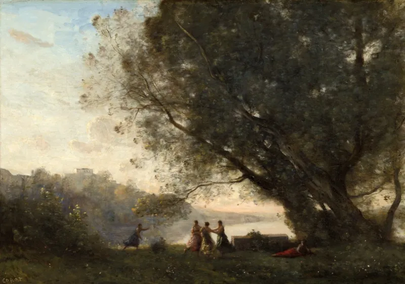 Jean-Baptiste-Camille Corot : Danse sous les Arbres au Bord du Lac, 1865-1870