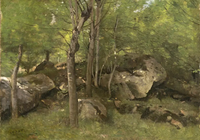 Jean-Baptiste-Camille Corot : Rochers en Forêt de Fontainebleau, 1860-1865