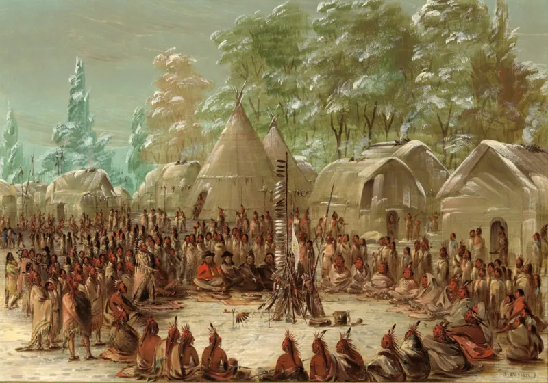 George Catlin : Fête de La Salle dans le village de l'Illinois. 2 janvier 1680, 1847-1848